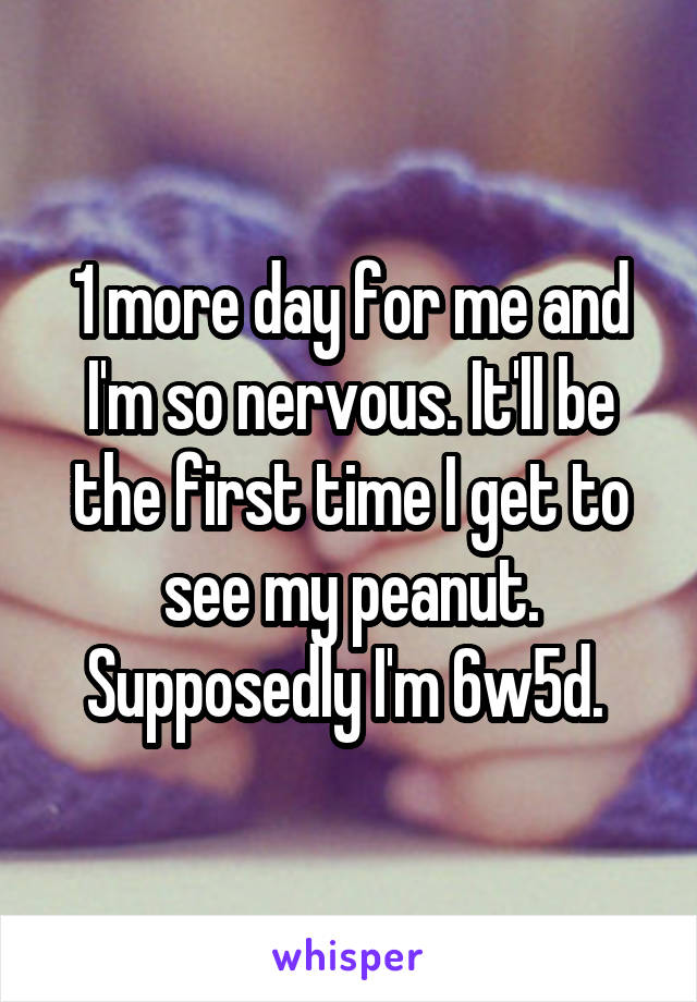 1 more day for me and I'm so nervous. It'll be the first time I get to see my peanut. Supposedly I'm 6w5d. 