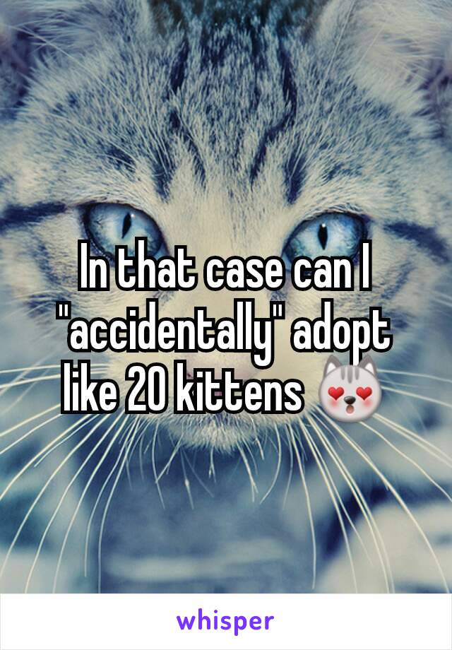 In that case can I "accidentally" adopt like 20 kittens 😻