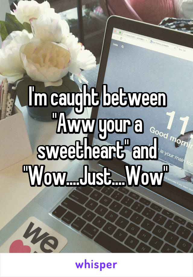 I'm caught between "Aww your a sweetheart" and "Wow....Just....Wow" 