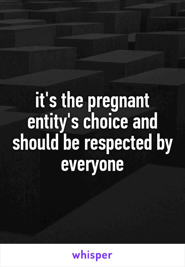 it's the pregnant entity's choice and should be respected by everyone