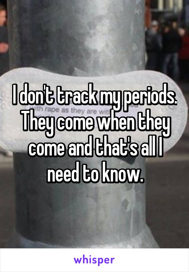 I don't track my periods. They come when they come and that's all I need to know.