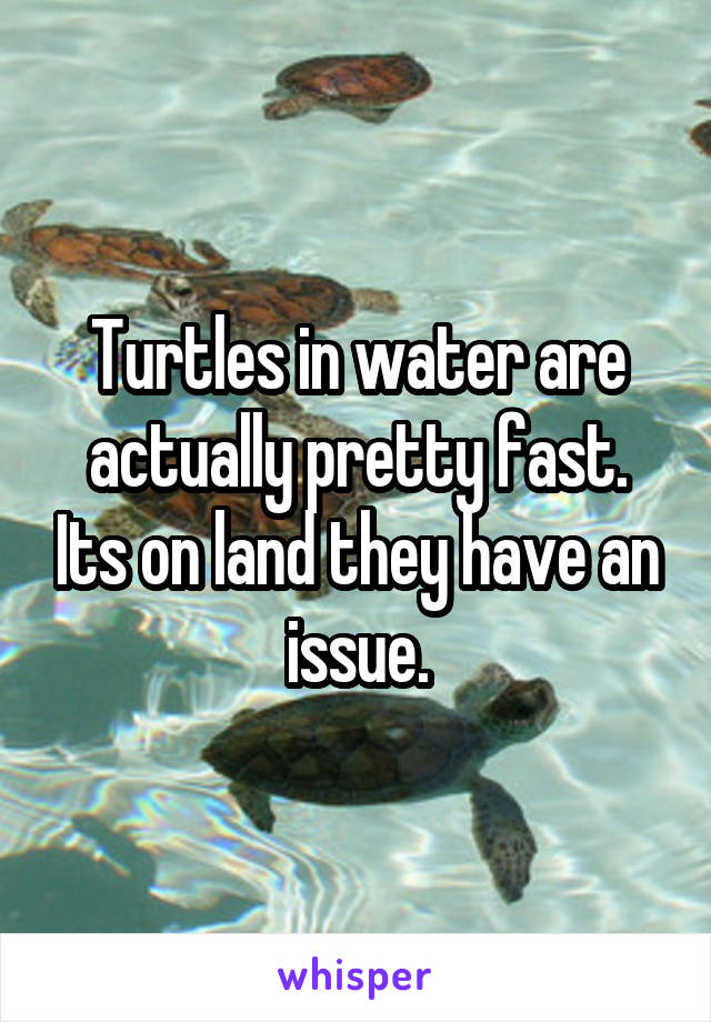 Turtles in water are actually pretty fast. Its on land they have an issue.