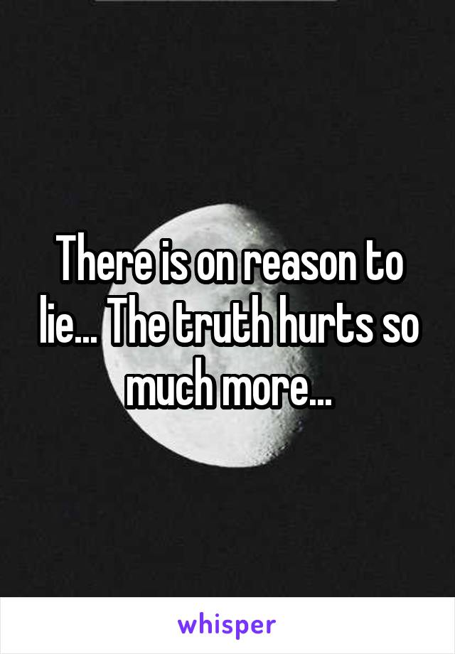 There is on reason to lie... The truth hurts so much more...