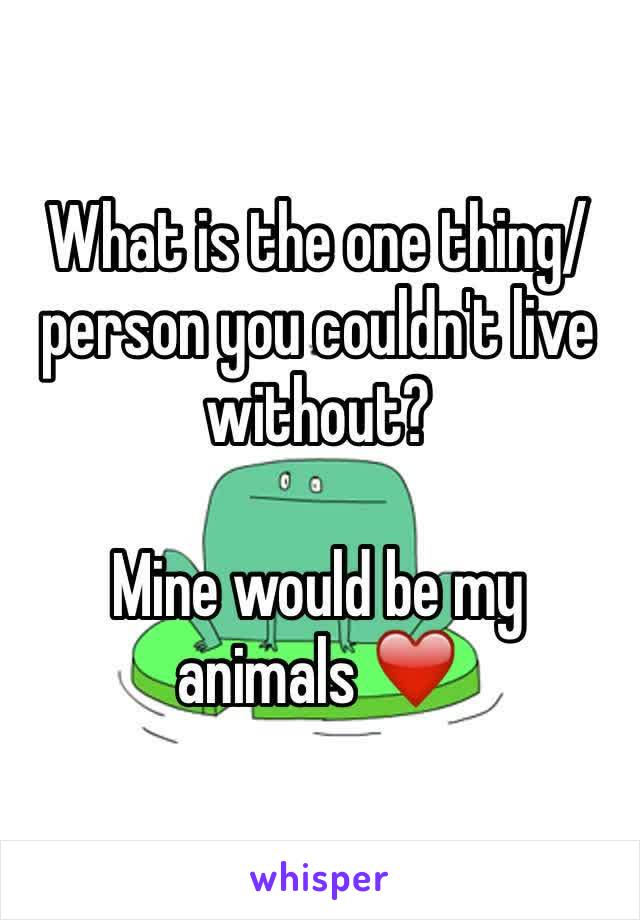 What is the one thing/ person you couldn't live without?

Mine would be my animals ❤️