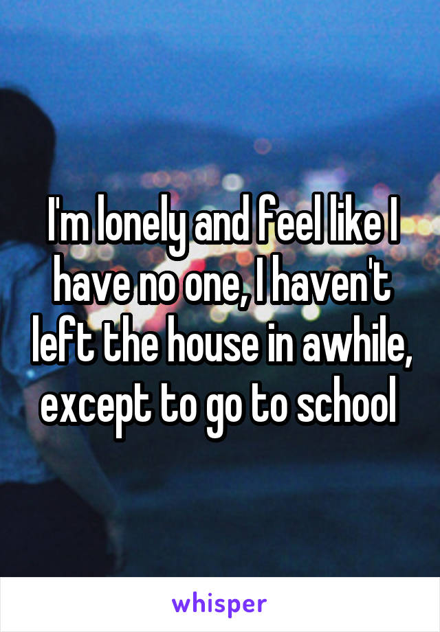 I'm lonely and feel like I have no one, I haven't left the house in awhile, except to go to school 