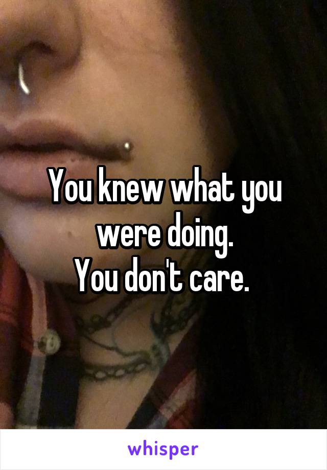 You knew what you were doing.
You don't care. 