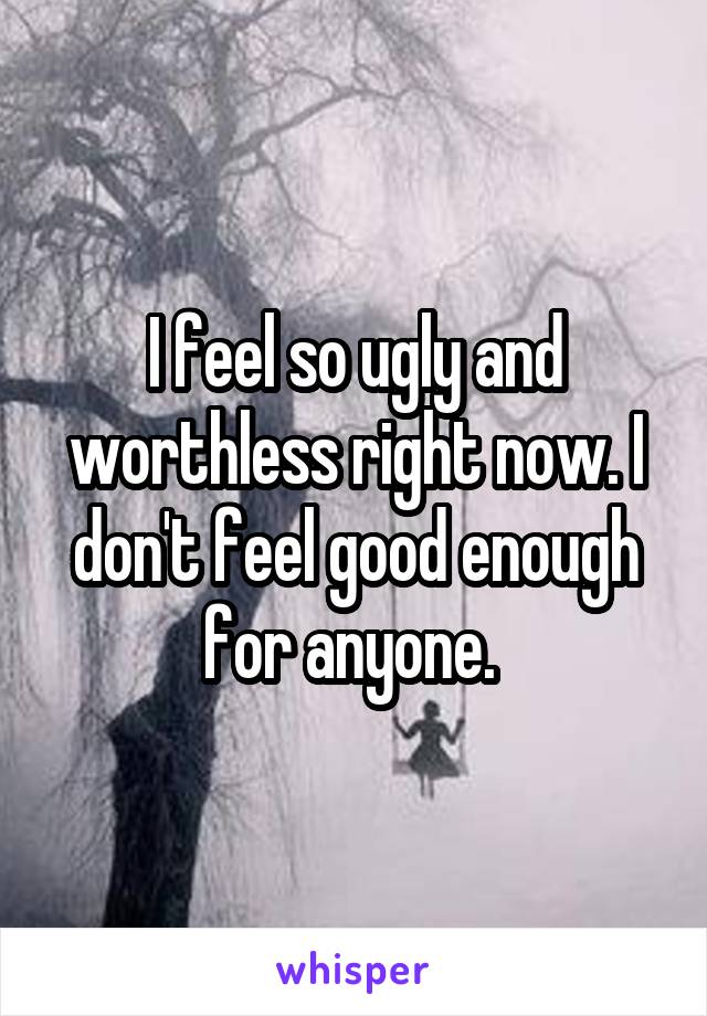 I feel so ugly and worthless right now. I don't feel good enough for anyone. 