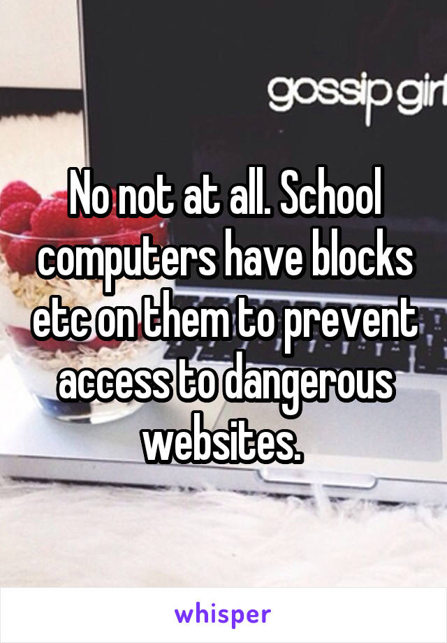 No not at all. School computers have blocks etc on them to prevent access to dangerous websites. 