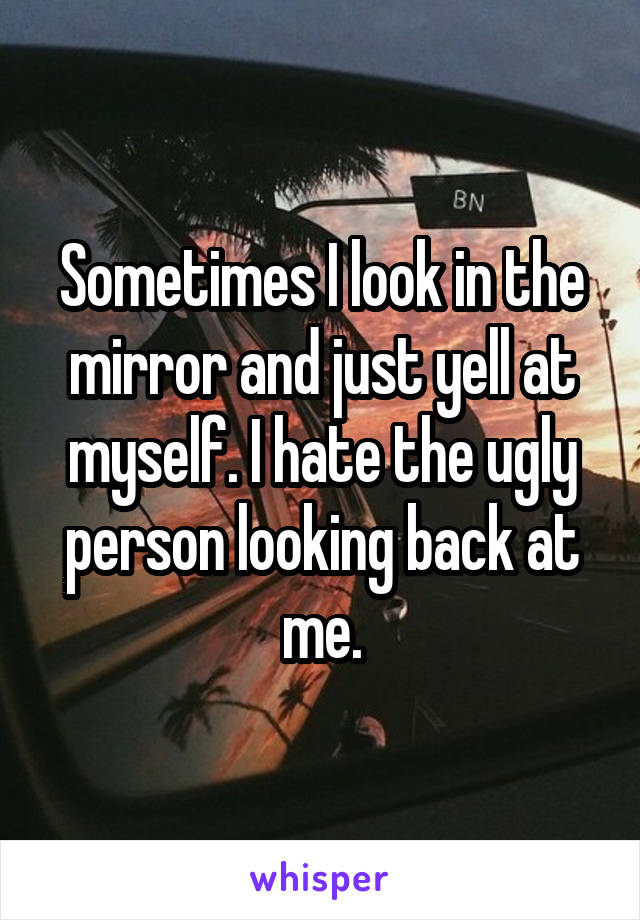 Sometimes I look in the mirror and just yell at myself. I hate the ugly person looking back at me.