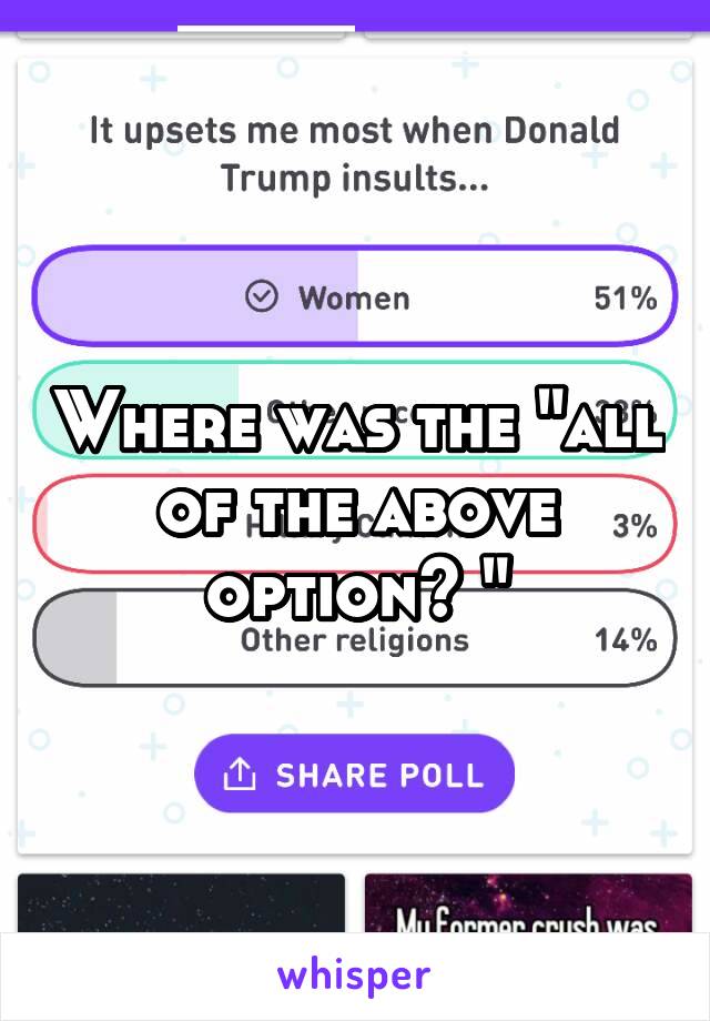 Where was the "all of the above option? "