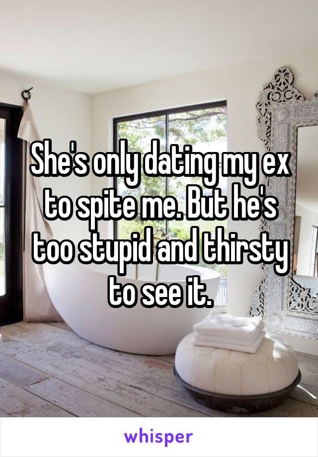 She's only dating my ex to spite me. But he's too stupid and thirsty to see it.