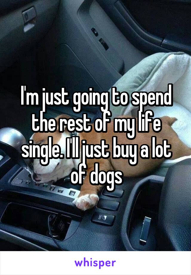 I'm just going to spend the rest of my life single. I'll just buy a lot of dogs