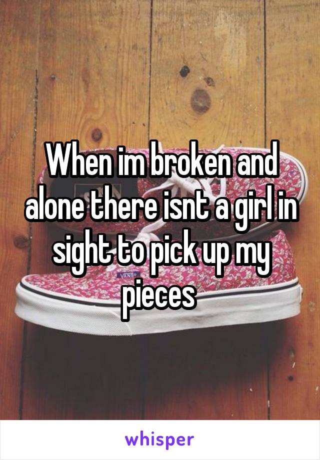 When im broken and alone there isnt a girl in sight to pick up my pieces 