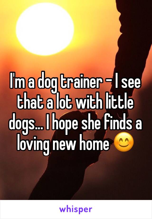 I'm a dog trainer - I see that a lot with little dogs... I hope she finds a loving new home 😊