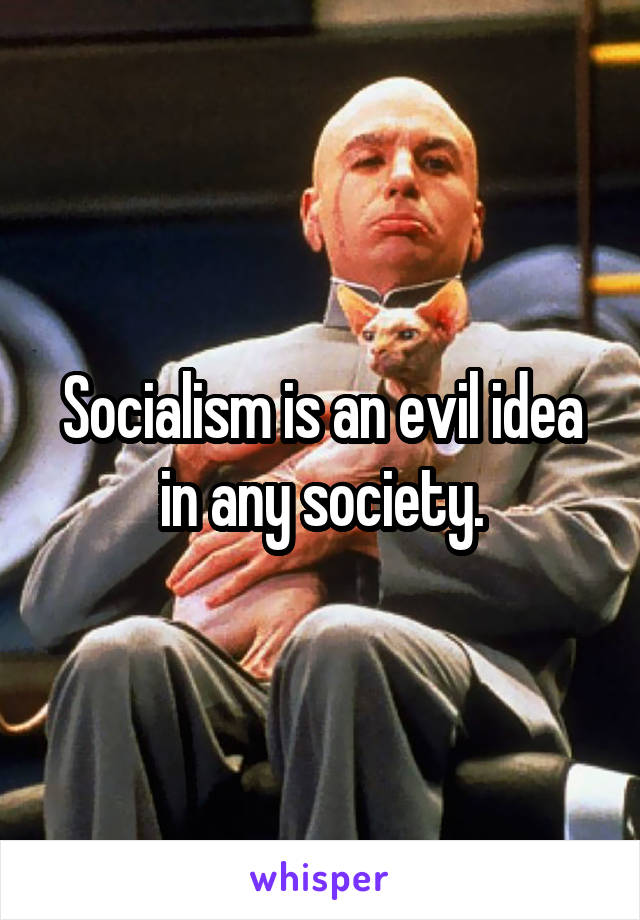 Socialism is an evil idea in any society.