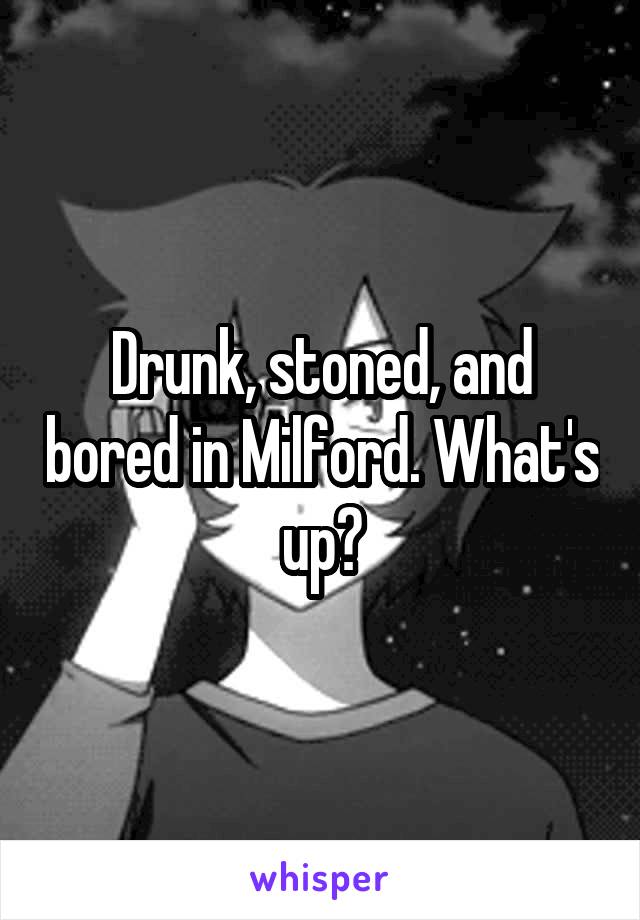 Drunk, stoned, and bored in Milford. What's up?