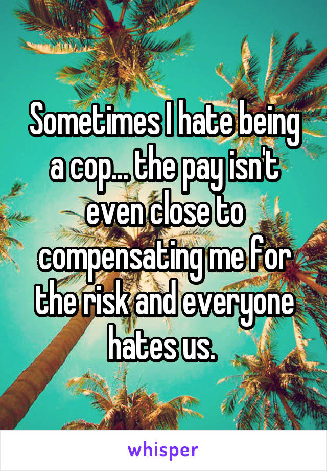 Sometimes I hate being a cop... the pay isn't even close to compensating me for the risk and everyone hates us. 