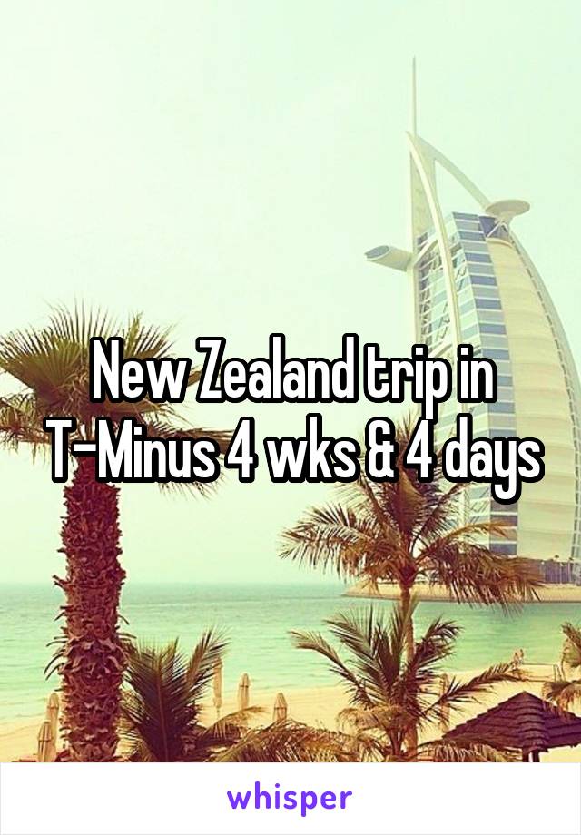 New Zealand trip in T-Minus 4 wks & 4 days