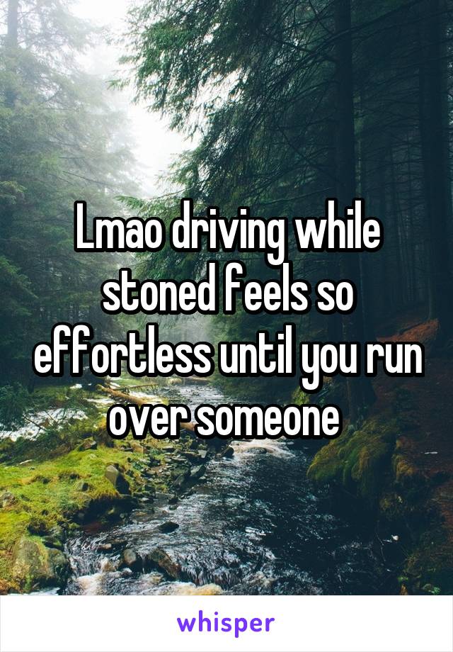 Lmao driving while stoned feels so effortless until you run over someone 