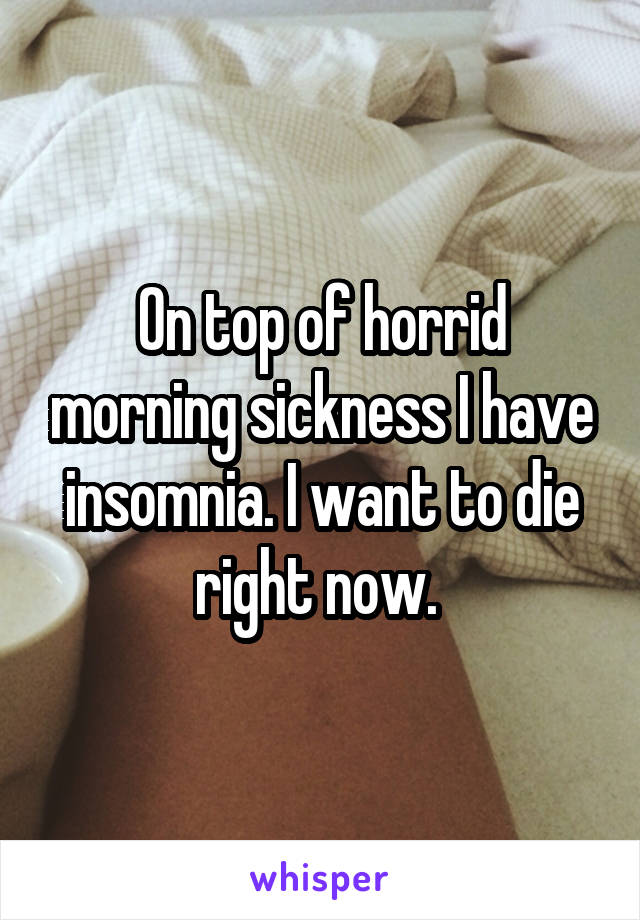 On top of horrid morning sickness I have insomnia. I want to die right now. 