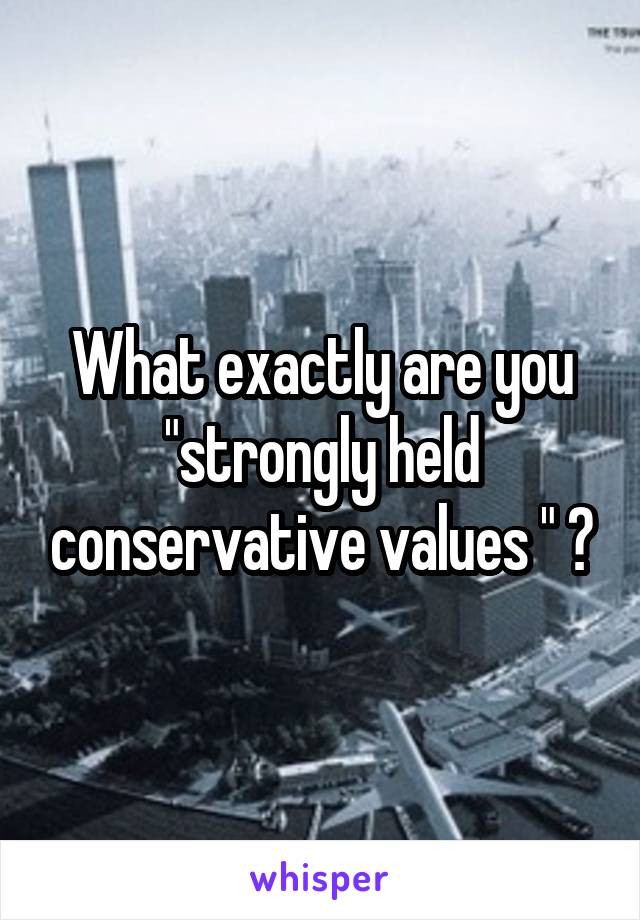 What exactly are you "strongly held conservative values " ?