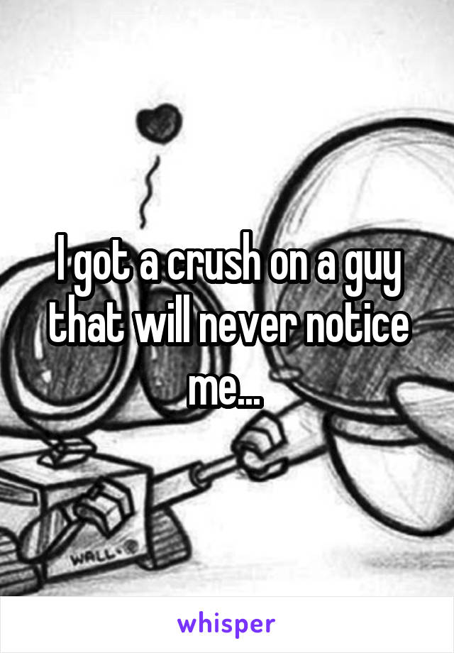 I got a crush on a guy that will never notice me... 