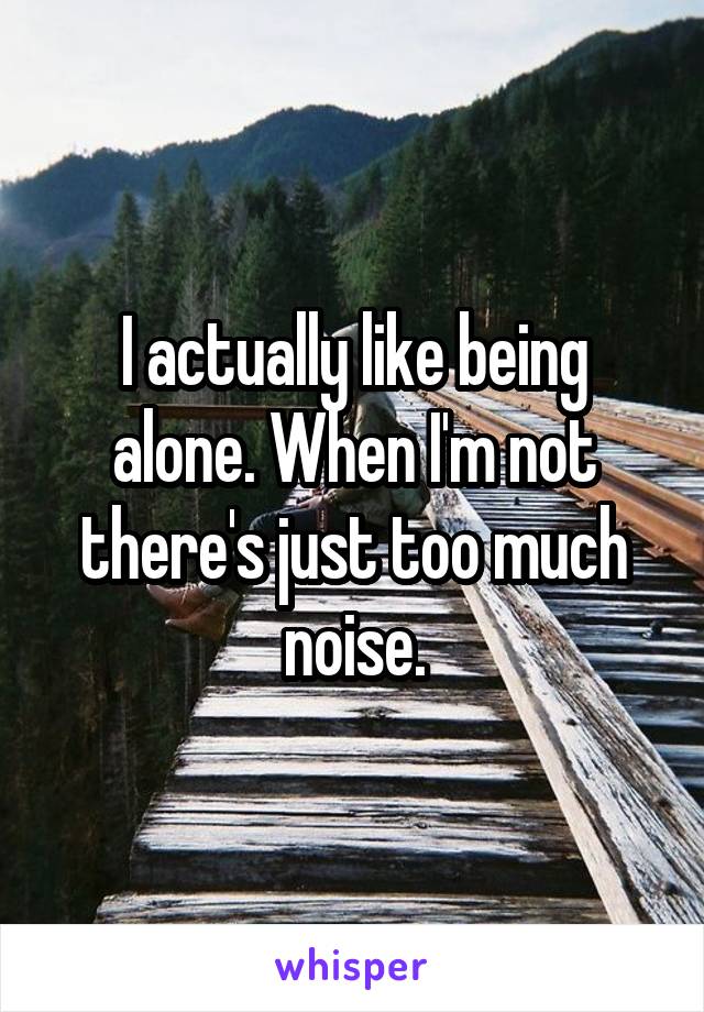 I actually like being alone. When I'm not there's just too much noise.