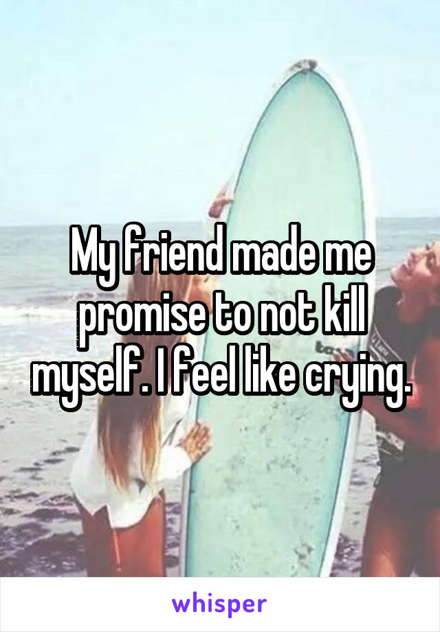 My friend made me promise to not kill myself. I feel like crying.