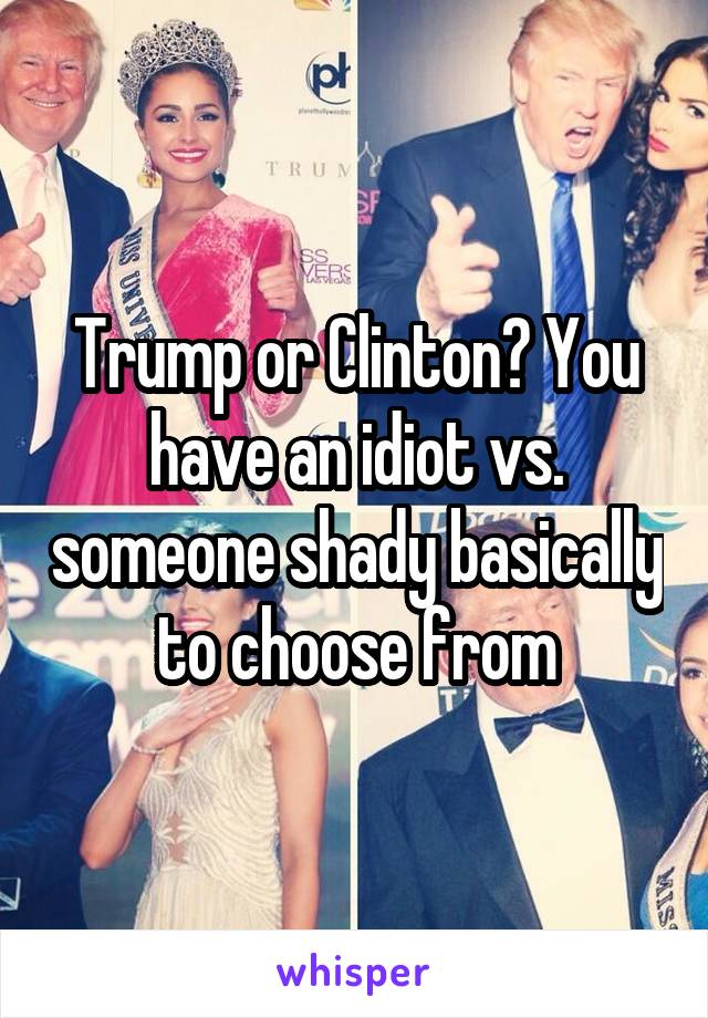Trump or Clinton? You have an idiot vs. someone shady basically to choose from