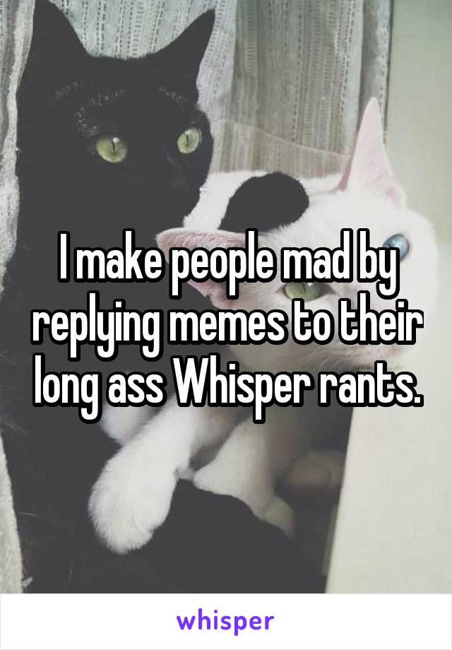 I make people mad by replying memes to their long ass Whisper rants.