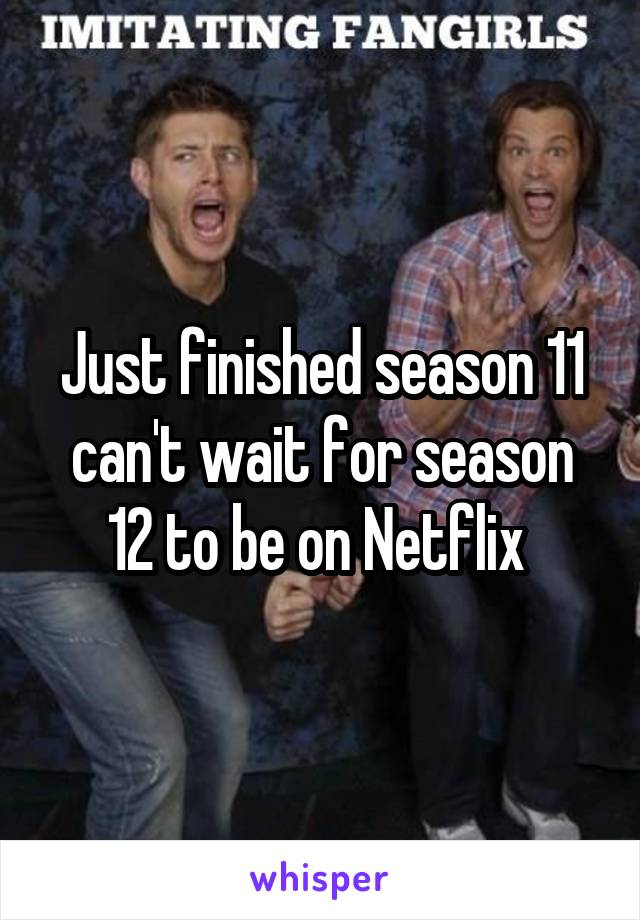 Just finished season 11 can't wait for season 12 to be on Netflix 