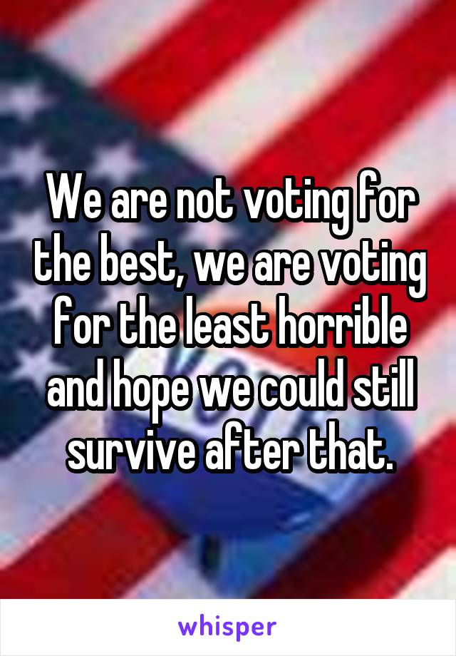 We are not voting for the best, we are voting for the least horrible and hope we could still survive after that.