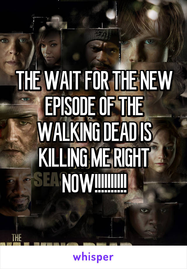 THE WAIT FOR THE NEW EPISODE OF THE WALKING DEAD IS KILLING ME RIGHT NOW!!!!!!!!!!