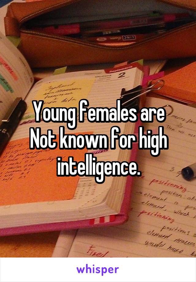 Young females are
Not known for high intelligence.