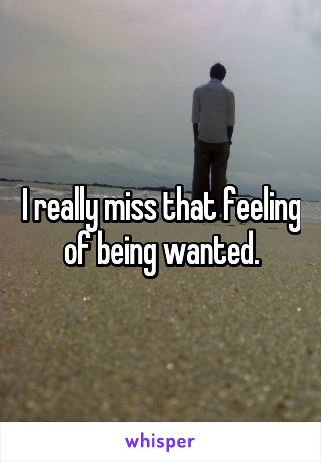 I really miss that feeling of being wanted.