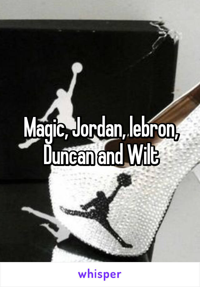 Magic, Jordan, lebron, Duncan and Wilt