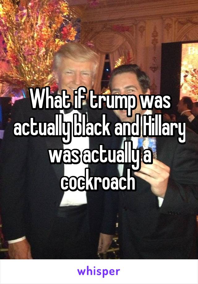 What if trump was actually black and Hillary was actually a cockroach 