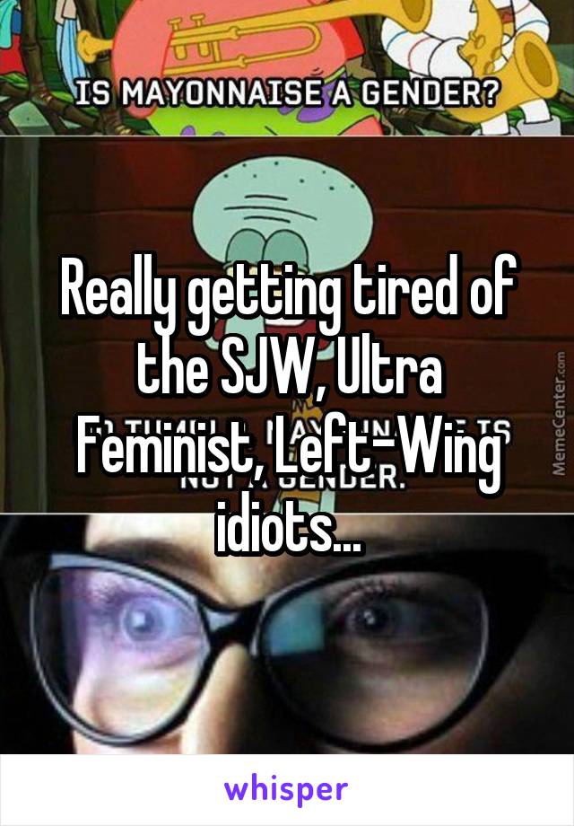 Really getting tired of the SJW, Ultra Feminist, Left-Wing idiots...