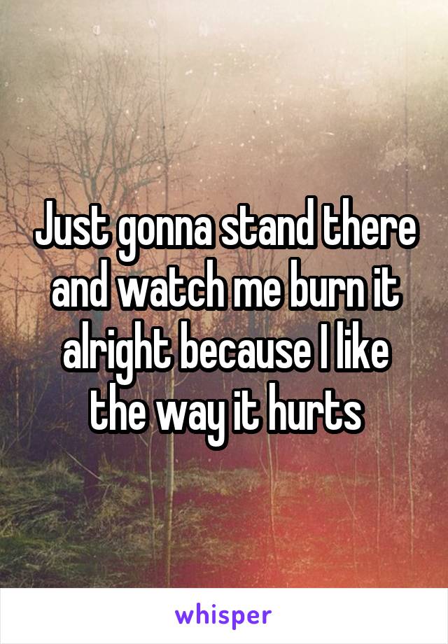 Just gonna stand there and watch me burn it alright because I like the way it hurts
