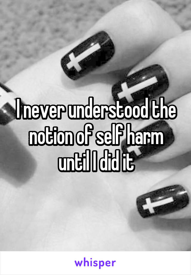 I never understood the notion of self harm until I did it