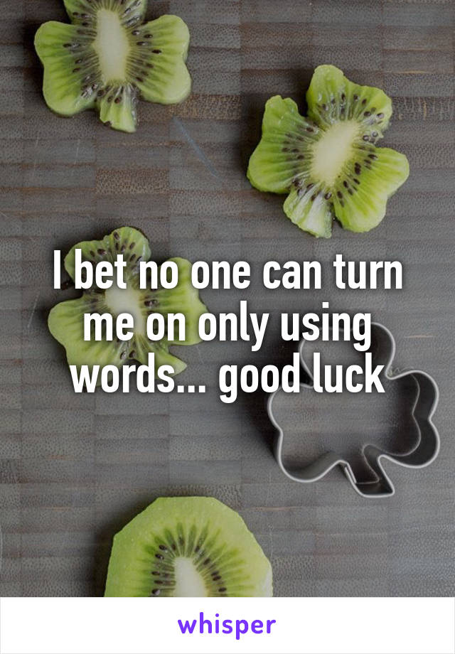 I bet no one can turn me on only using words... good luck
