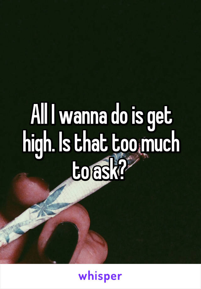 All I wanna do is get high. Is that too much to ask? 