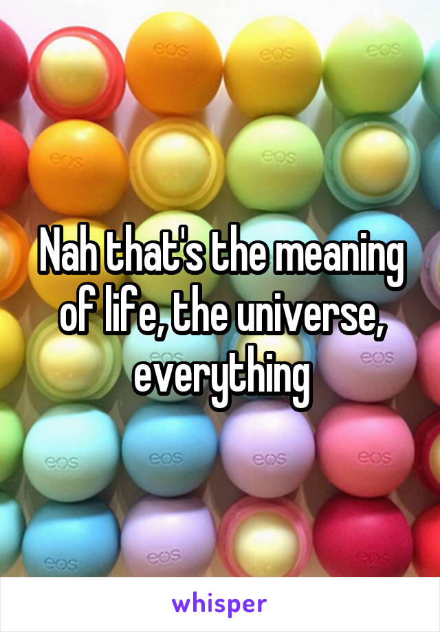 Nah that's the meaning of life, the universe, everything