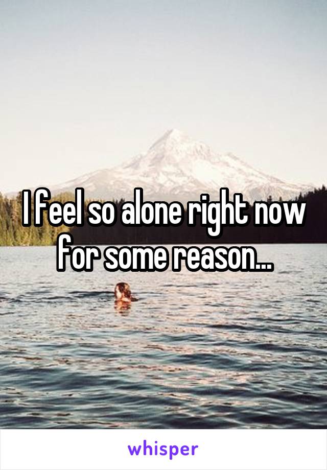 I feel so alone right now for some reason...