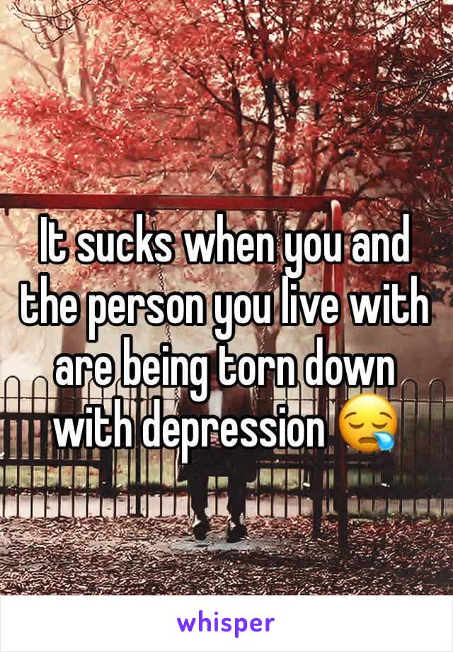 It sucks when you and the person you live with are being torn down with depression 😪