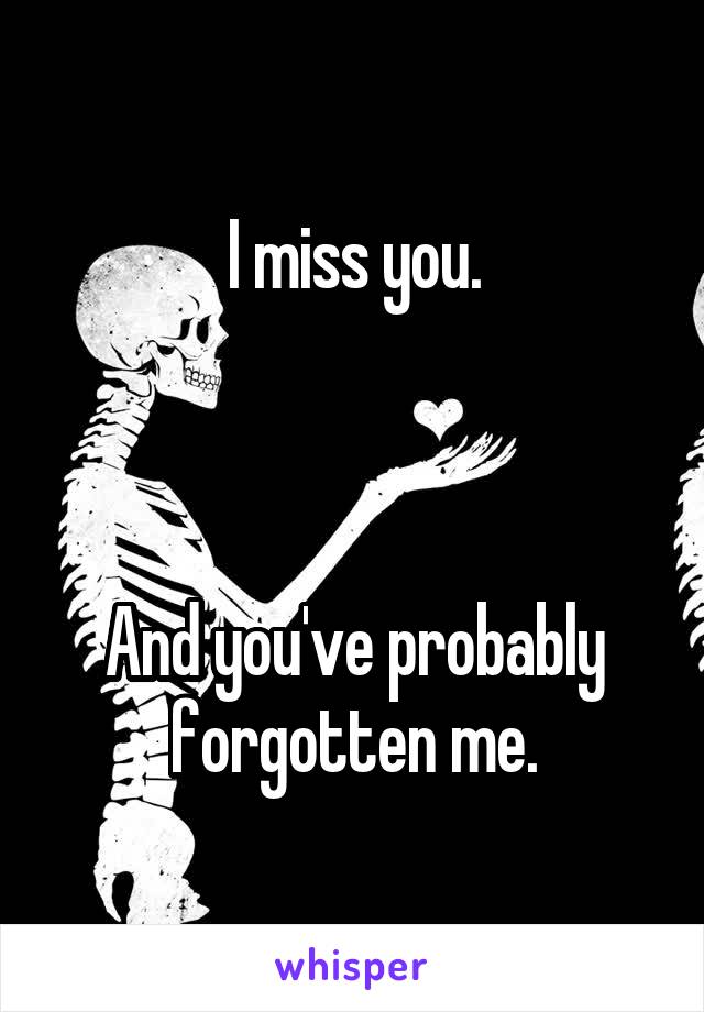 I miss you.



And you've probably forgotten me.