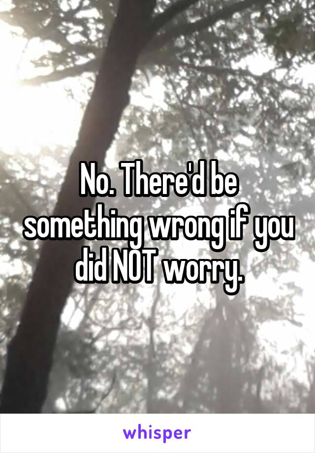 No. There'd be something wrong if you did NOT worry.