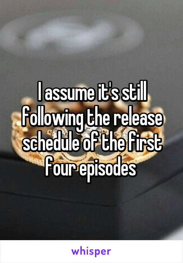 I assume it's still following the release schedule of the first four episodes 