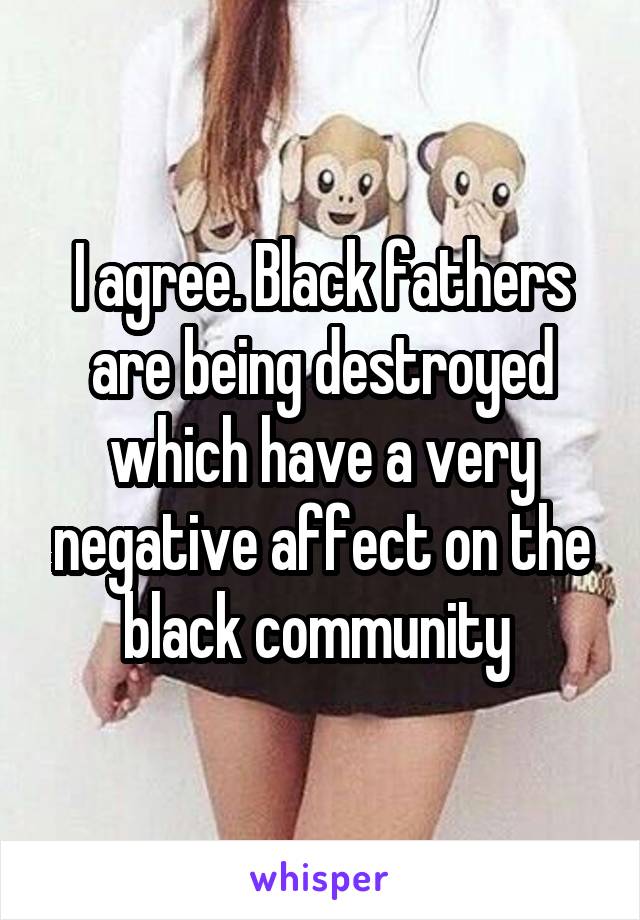 I agree. Black fathers are being destroyed which have a very negative affect on the black community 