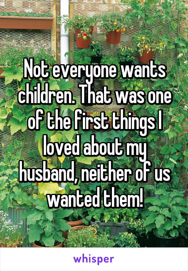 Not everyone wants children. That was one of the first things I loved about my husband, neither of us wanted them!